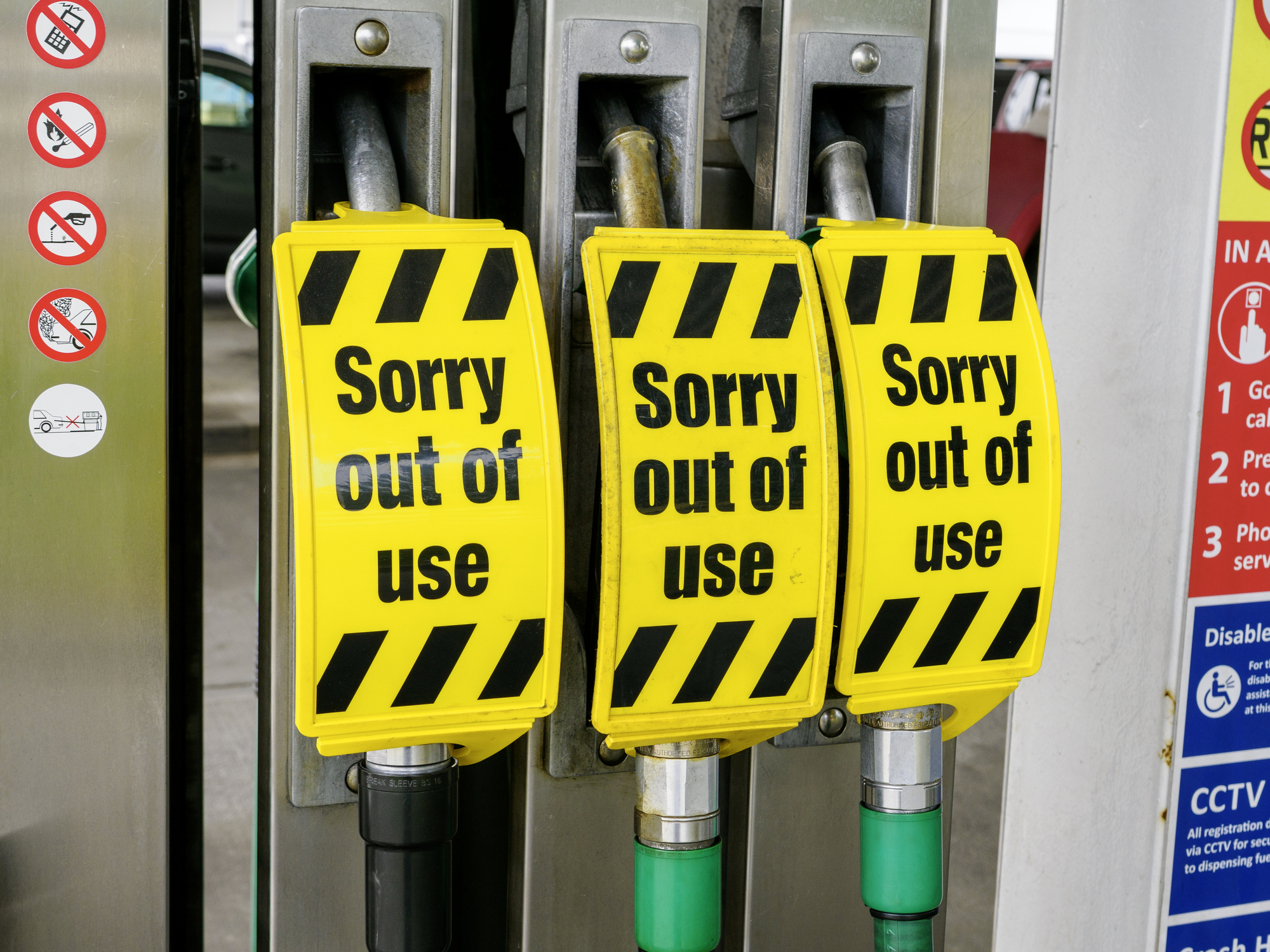 Out of Use Signs on Fuel Pumps